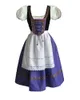 セクシーなヴィンテージフレンチメイドの衣装女性紫色のパッチワークドレス古典的なビールの女の子ハロウィーンオクトーバーフェスト祭コスプレの派手なドレス