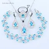 Wedding Jewelry Sets silver 925 Black stone White Crystal For Women Pendant Necklace Bracelet Earrings Ring214W4597710