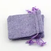 50 piezas de tela de lino púrpura de lino joya de dulces de joyas de regalo bolsas de regalo de yute de arpillera 10x14 cm, etc.