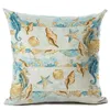 vintage marine cushion cover gold and blue throw pillow case sea horse almofada nautical shell cojines retro pillowcase