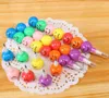 Ship 50pcs 7 Colors New Cute Colorful School Student Crayon Pencil Face Expression crayon pen Tomatoes on a Stick Crayon Chri253e