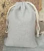 Silver Gray Linen Gift Bag 8x10cm 9x12cm 10x15cm 13x17cm 15x20cm pack of 50 Party Candy Sack Makeup Jewelry Jute Packaging Pouches