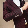 Wholesale- Mens Suits Wedding Groom 2016 New Arrival Autumn Men Bueinss Suit  Vintage Prom Party Printed Wedding Suits Red Navy 3pcs