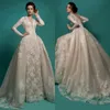 2022 Bollkakor Bröllopsklänning Långärmad Applikationer Lace Elegant V Neck Backless Billiga Bröllopklänning Elegant Skräddarsy Formellt Slitage