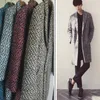 Men's Wool & Blends Wholesale- Fashion Medium Long Cashmere Coat Men Brand-Clothing Turn-down Collar Jacket Overcoat Men's Coats