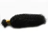 1 Jet Black kinky curly virgin hair I Tip Hair Extensions 100gstrands afro kinky curly hair keratin extensions9553855