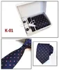 Mode Hals Tie Set Handkerchief Manchetknoop Stropdas Clips Geschenkdoos 20 Kleuren voor Vaderdag Heren Business Tie Kerstcadeau Gratis schip