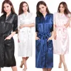 Partihandel - Varumärke Long Robe Emulation Silk Soft Home Bathrock Plus Storlek S-XXXL Nattklänning för kvinnor Kimono Robes Autunm Spring Winter Summer