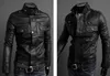 Men's Jackets Wholesale- FS Men's PU Leather Short Jacket Coat Black Size M1