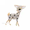 Top Quality Shiny Diamond Crystal Cute Deer Brooch Pins For Women Wedding Bridal Brooches Bouquet Jewelry 18K Real Gold Plated Party Gifts