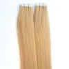 Hud Weft Hair Extensions Remy Tape Hair Extensions Sälj kvantitet väl rak peruansk hår Strawberry blondin