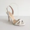 White Cruz Strap Mulheres Sandália Slingbacks Stilettos High Saltos Aberto Sapatos De Casamento Sapatos De Verão Mulheres Sandália Nupcial Serviço Personalizado