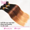1B 4 27 Ombre Brazilian Streate Hair 3バンドルショートオンブレブロンドボブ人間の髪織りのトーンヘアエクステンション