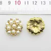 50pcs 22mm Roundons Rhinestons Pearl زر الزفاف ديكور دبوس DIY الملحقات الفضة Golden306o