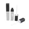 Wholesale- 50pcs/lot, 7ml LED light lip gloss bottle container tube with mirror attached on one face, black and silver cap