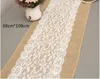 3 Size Pick--1PCS Jute Hessian Burlap Lace Hessian Table Runner Natural Jute Pastoral style Wedding Home Party Decoration