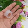 Natural white agate hand-carved agate red oval ring surface Ring ring