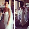 Elegant Berta Vintage Beach Bröllopsklänningar 2017 sjöjungfrun Sheer Lace Sexy Plus Size Beaded Court Train Riki Dalal Country Brudklänningar