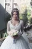 Ball Gowns Arabic Wedding Dresses Applique Beaded Lace Long Sleeves Wedding Gowns Arabic Bridal Gowns White Wedding Dresses