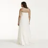 Crinkle Chiffon Gedrapeerde Plus Size Trouwjurk Strapless Ruched Bodice Simple Elegant Bridal Jurken Kralen Sash 9v3540