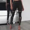 Vente en gros- 2017 Sexy taille haute en cuir suédé sangles femmes couleur unie pantalon été style maigre crayon leggings pantalons pour femmes