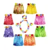 30 세트 30cm 하와이 훌라 잔디 스커트 + 4pc 레이 세트 어린이 루아 화려한 드레스 의상 파티 비치 꽃 화환 세트 ZA1581