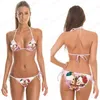 3D Print Skull Bikini Set Colorful Flower Skull Kiss Two Piece Swimsuits Skull Fingers Womens Bandage Beachwear Cheap