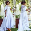 Saudi Arabia Lace High Neck Prom Dresses Cap Sleeve High Low Evening Gowns Custom Made Zipper Back Women Formal Party Dress Bridal Vestidos