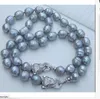 un ensemble de 12-13 mm collier de perles grises argentées baroques des mers du sud 18 "bracelet 7.5-8"