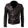 Chaquetas de hombre al por mayor - Chaqueta de cuero de motocicleta con cremallera Punk Cool Fit para hombre