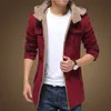 Hurtownia - Woqn Trench Coats Mężczyźni 2016 Zima Moda Grube Kurtki Polar Slim Fit Hooded Coat Long Casual Plus Size Męskie