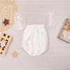 Barboteuses d'été de Mikrdoo Casual fille blanche bébé fille Fleur dentelle papillon manches barboteuse Sweet Outfit princesse vêtements