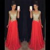 Dresses Gorgeous Crystal Open Back Evening Dress Cap Sleeve Long Chiffon Prom Gown Vneck Red vestidos de fiesta cortos