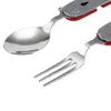 Multifunctionele flesopener Outdoor Camping Picknickgereedschap Roestvrij staal 4 in 1 vouwvork / lepel / mes / flesopener set