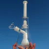 glasbägare bongs duschhuvud perc bong 12 tum återvinnare dab rig vattenrör vit bubbler slät rör