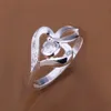 miglior regalo Anello da dito in argento sterling placcato cuore intarsiato da donna, anello solitario in argento 925 con gemma bianca da sposa Anello solitario ER153