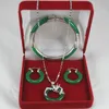 Charming green jade Dragon Phoenix pendants necklace earring bracelet set