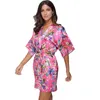 Vêtements de nuit 2017 femmes satin satin robe robe dames pyjama lingerie somnifères kimono bain de bain pjs nause de nuit # 4004