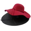 Hepburn hattar mode ull kvinnor bred rand hatt strand bowknot solkock elegant bowknot vinter varm hatt mor och barn hattar