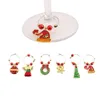 Partihandel-1set julvin glas dekoration charm party nyår kopp ring bord dekorationer xmas hängen metall ring dekor ej879967