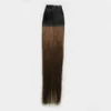 Ombre cabelo brasileiro 100g 40 pcs em linha reta # 1b / 6 fita em extensões de cabelo humano ombre virgem remy pele wafts cabelo humano