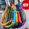 10Pcs/lot 8cm D Type Outdoor Camping Hiking Carabiner with Screw Lock Hook Survival Mountain Travel EDC Key Tool