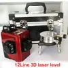 Freeshipping Rechargeable 12 Lines 3D 635nm Laser Level 360 Rotary Cors Red Lazer Line