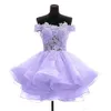 2017 New Sexy Al Largo della Spalla Organza Brevi Abiti Da Ritorno A Casa Sweetheart Laurea Dresse Partito Prom Abito Formale WD1012322n