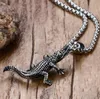 Männer Fahrrad Halsketten Edelstahl Krokodil Charm Alligator Anhänger Halskette Für Männer Mode Tier Schmuck Silber