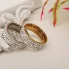 3 linhas de cristal diamante anel de dedo de dedo de aço inoxidável anéis de ouro para mulheres homens casamento moda jóias e arenoso