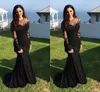 Vestidos de noite desgaste 2017 nova jóia ilusão de pescoço preto chiffon lace apliques frisado vestido de baile sereia mangas compridas varrer vestido de festa de trem