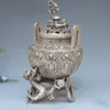 Chine Tibétain argent sculpté à la ejderha heykeli de brûleur d'enenler