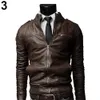 Casacos dos homens Mens Motorbike Faux Couro Primavera Outono Roupas Para Male Manga Comprida Cool Stand Colares Casacos de Jaqueta