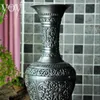 Europeu grande retro gravado vasos de mesa de metal vaso de decoração para casa vaso decorativo para a flor